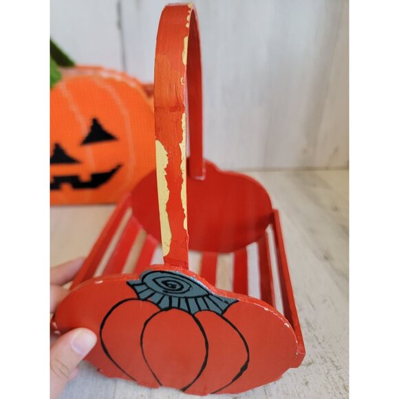 Vintage pumpkin basket set Halloween home decor Jack O'Lantern - Picture 14 of 16